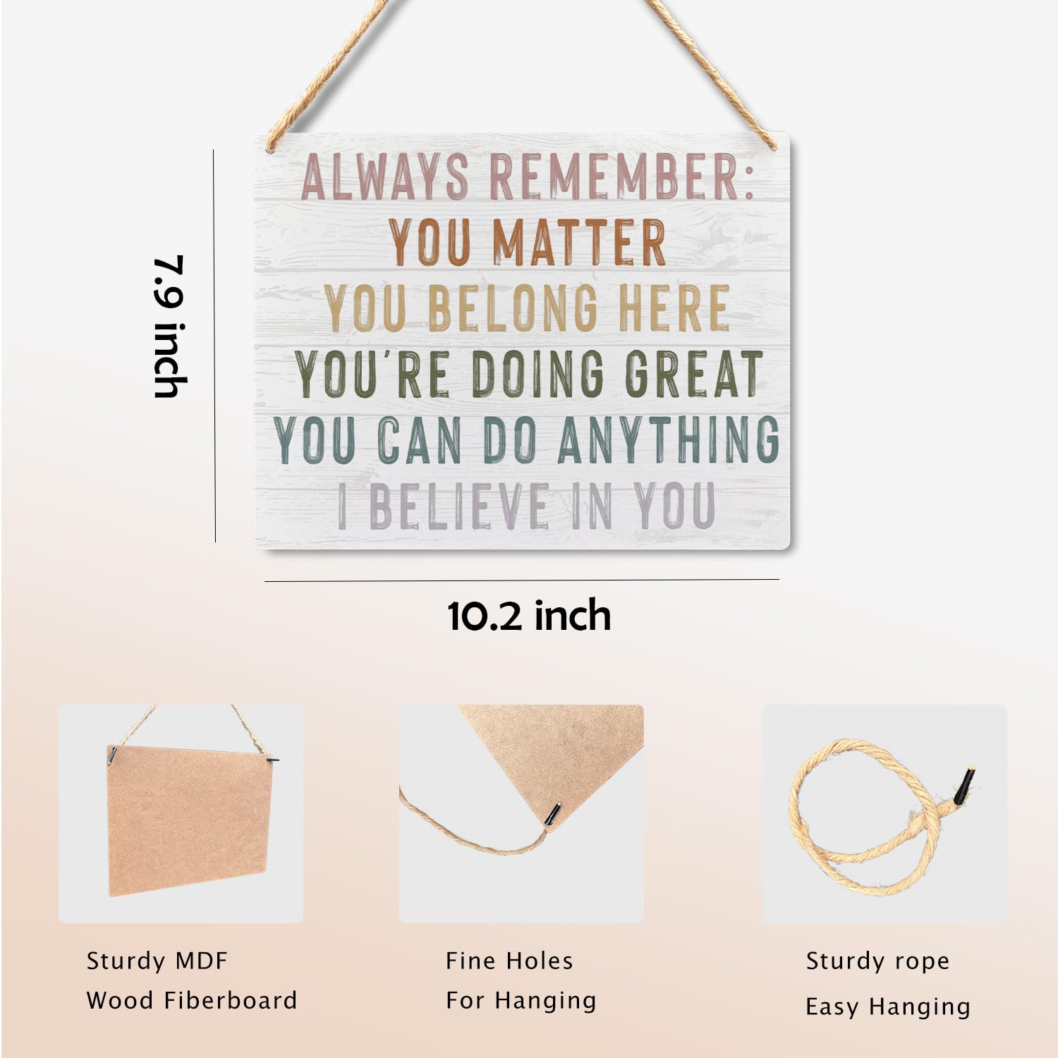 Absnfatu Inspirational Signs - Always Remember You Matter Hanging Wooden Plaque, Boho Classroom Decor, Inspirational Motivationa
