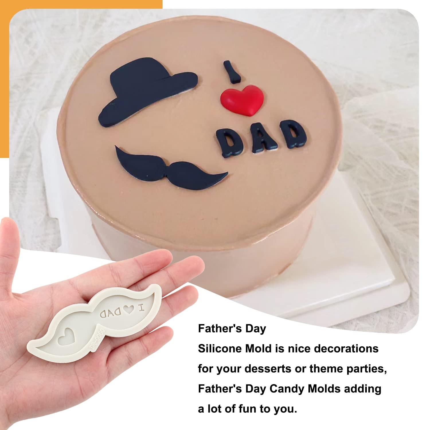 Father'S Day Moldsi Love Dad Silicone Mold Beard Moustache Molds Bow Tie Hat Molds For Cake Decorating Cupcake Topper Candy Choc