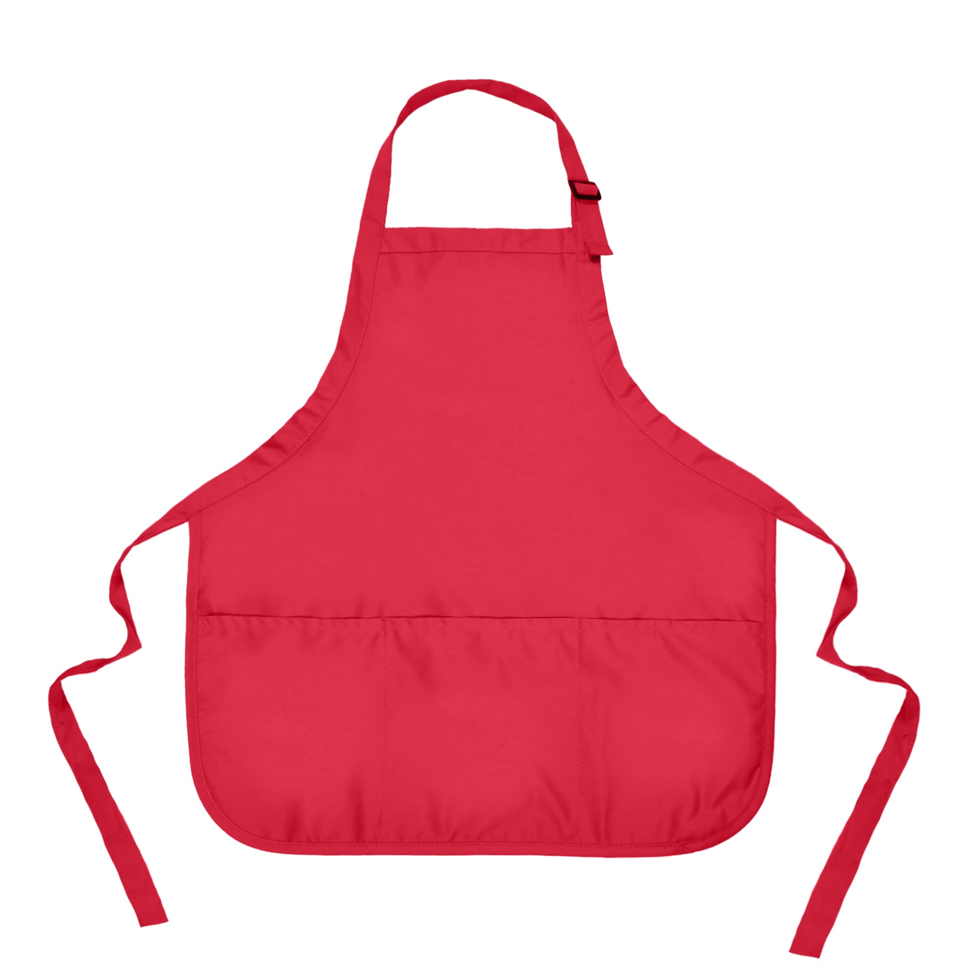 Apron Commercial Restaurant Home Bib Spun Poly Cotton Kitchen Aprons (3 Pockets) In Red By Dalix