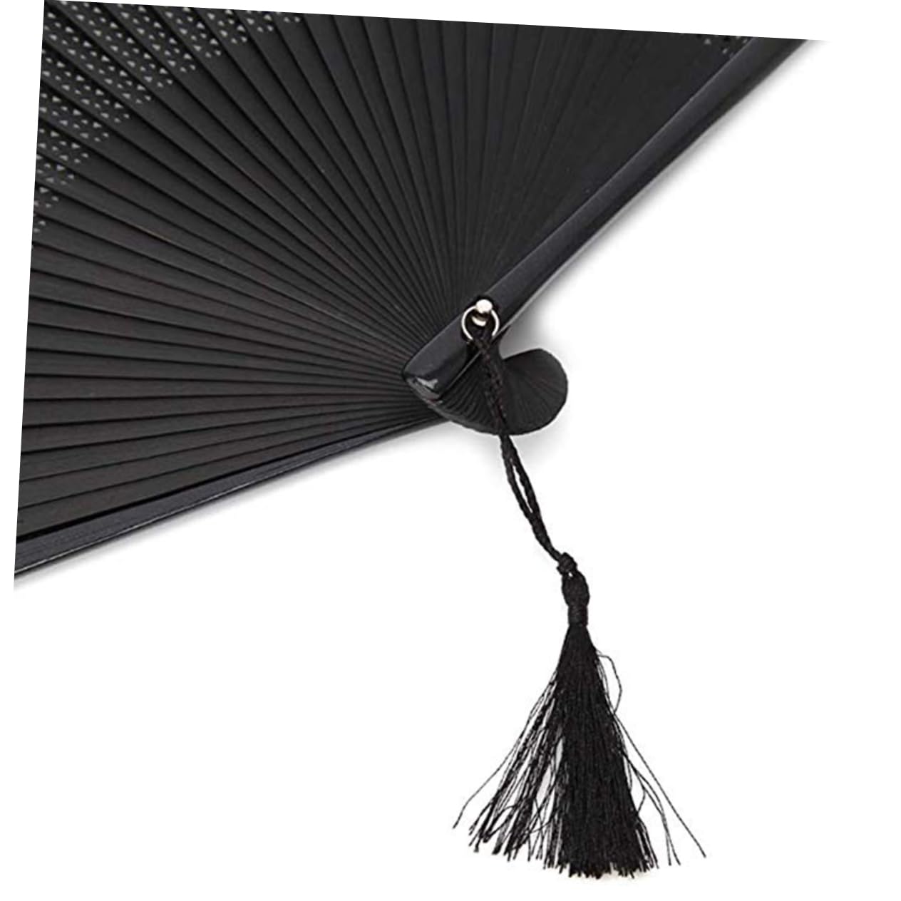ARTIBETTER Lacquered Black Folding Tassel Fan Hollow Out Design Fan for Classical for Weddings and Events Includes