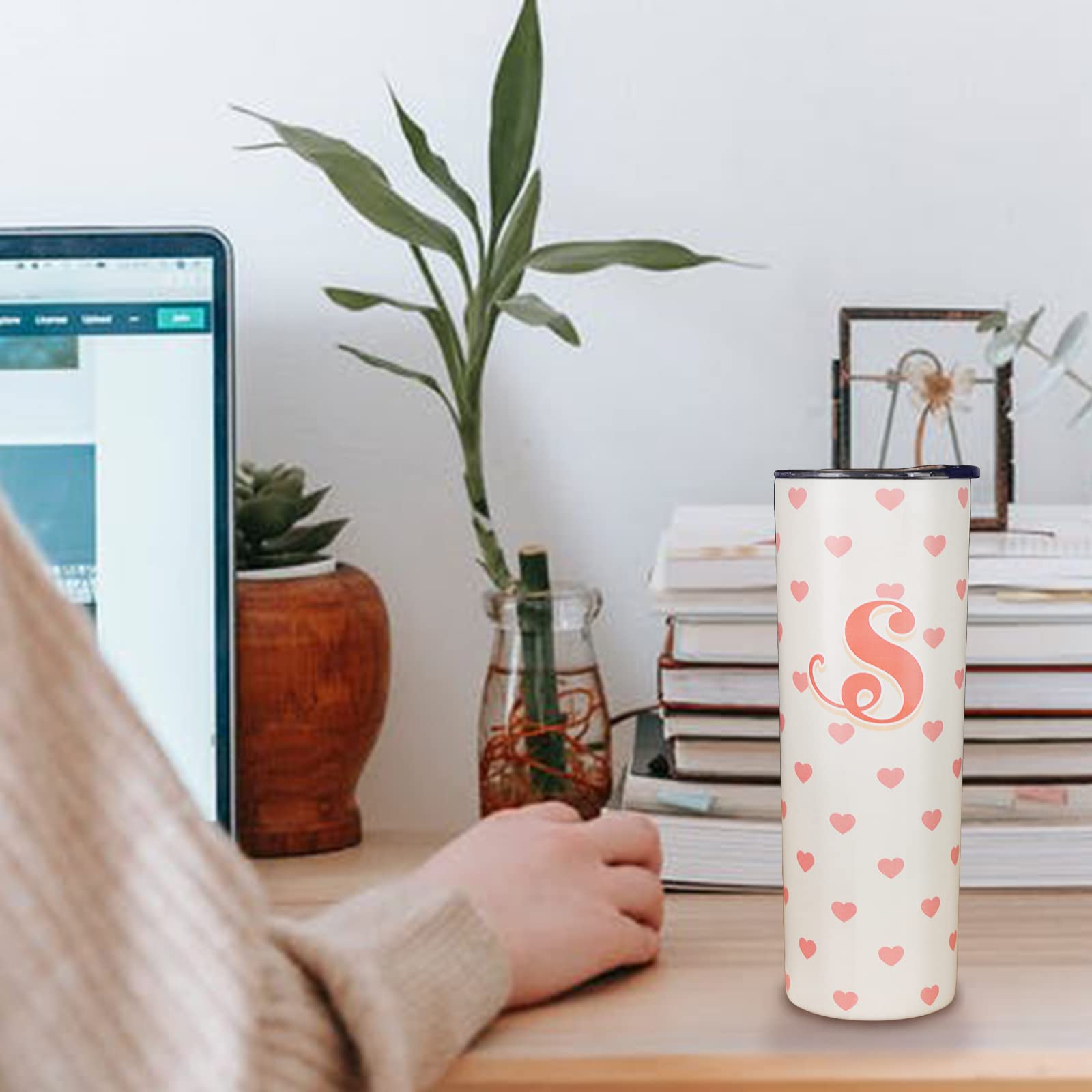 Initial Tumbler,Monogrammed Tumbler-Monogram Letter S-Monogrammed Gifts For Women,Initial Gifts For Women,Birthday Gifts For Wom