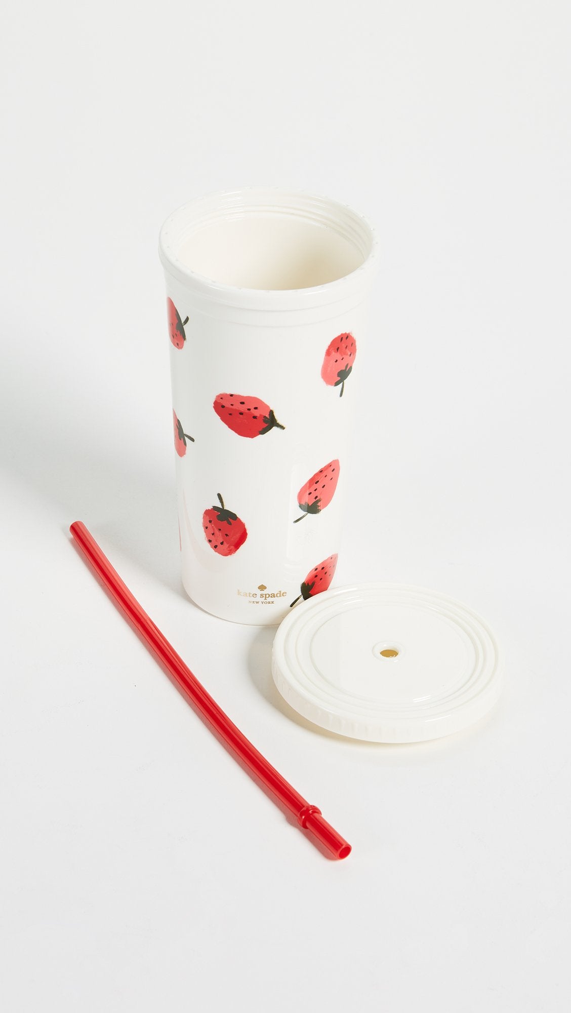 Kate Spade New York Insulated Tumbler With Reusable Straw, 20 Ounce Acrylic Travel Cup With Lid, Strawberries