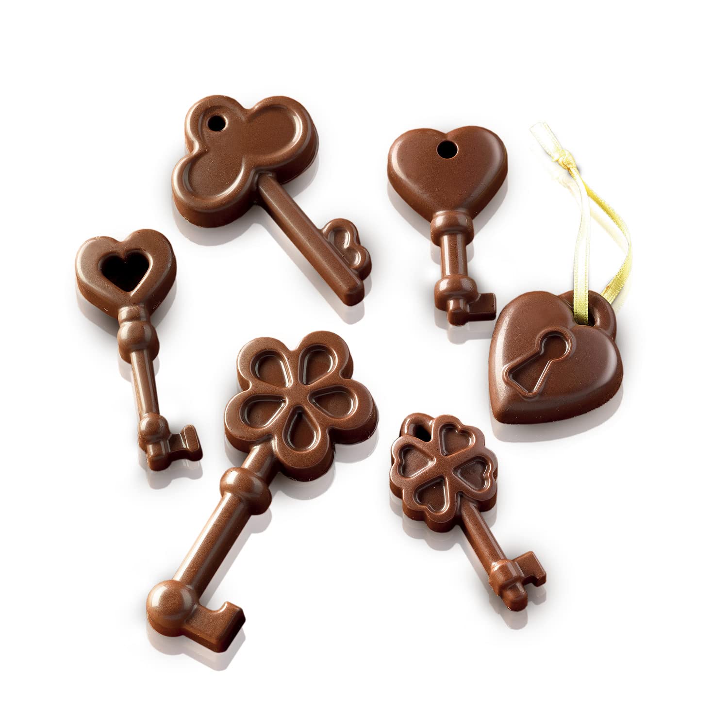 Silikomart Scg33 Choco Keys Silicone Mould 34X84 H 14 Mm, 21X10.5X1 Cm, Brown