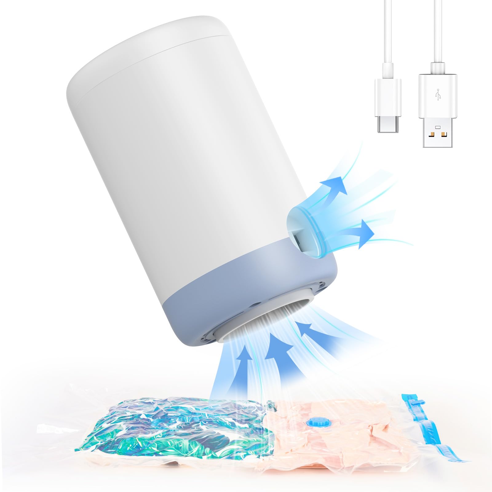 ?Usb Type-C Charging? Cordless Electric Pump For Vacuum Storage Bags, 1500Mah Vacuum Pump For Storage Bags, Portable Vacuum Trav
