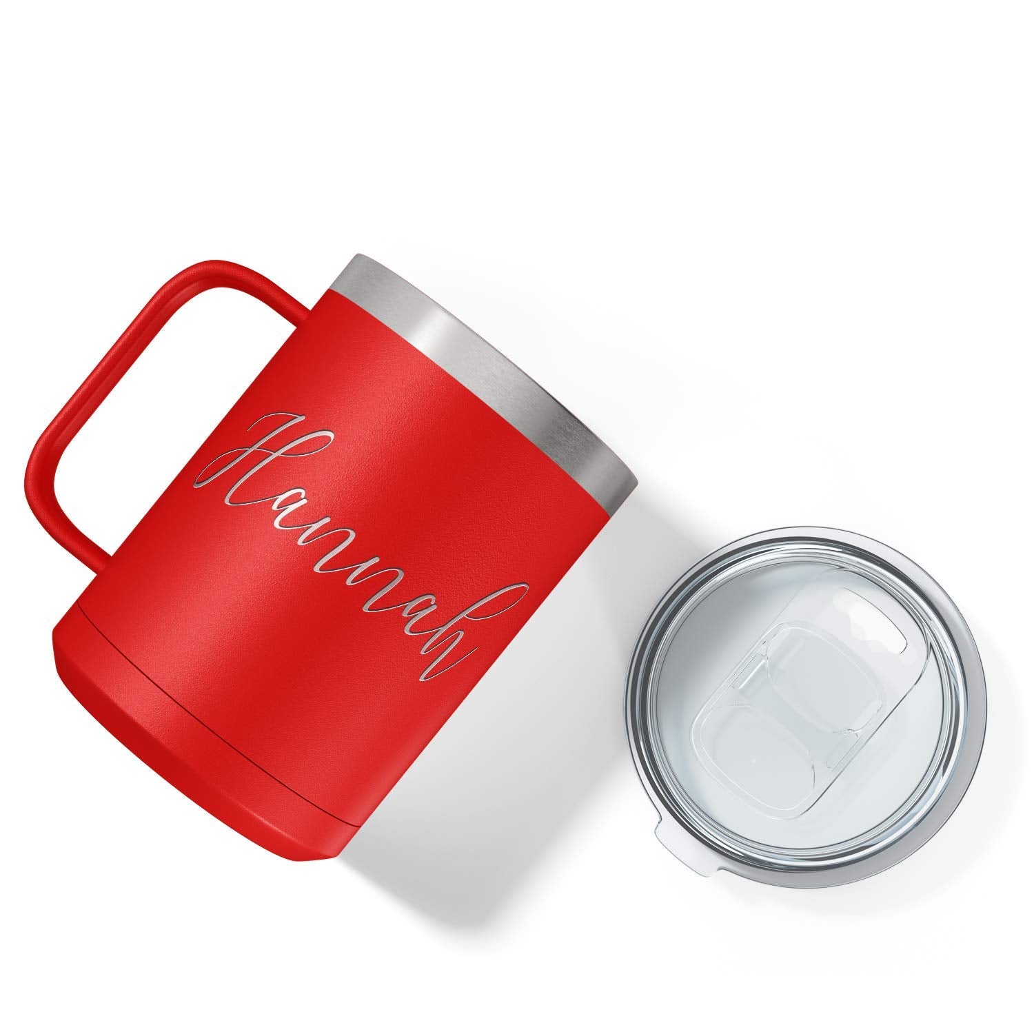 Personalized Coffee Mug Red Matte Finish 15 oz with Handle Custom Engraved Gift Stainless Steel Vacuum Insulated Cup