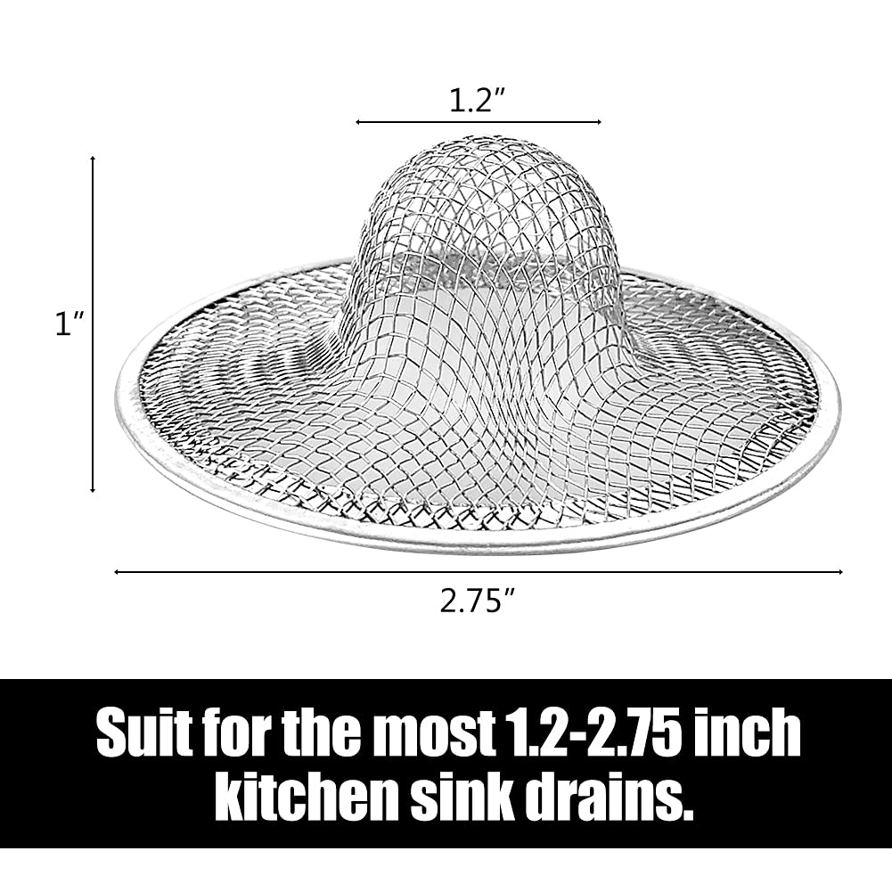 10pcs Mesh Sink Strainer  2.75'' Top/1'' Stainless Steel Slop Basket Filter Trap  Metal Kitchen Drain Strainer  Hair Basket Drain - Fits Most Kitchen Sinks  Bathroom Sinks Shower Drains Floor Drain
