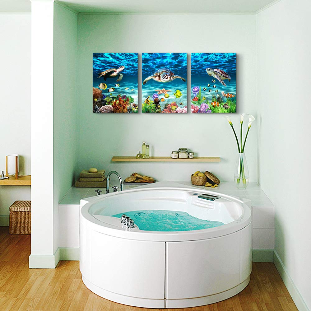 Canvas Wall Art For Living Room Large Size Wall Decor For Bedroom Modern Bathroom Wall Decoration Blue Ocean Wall Painting Sea T