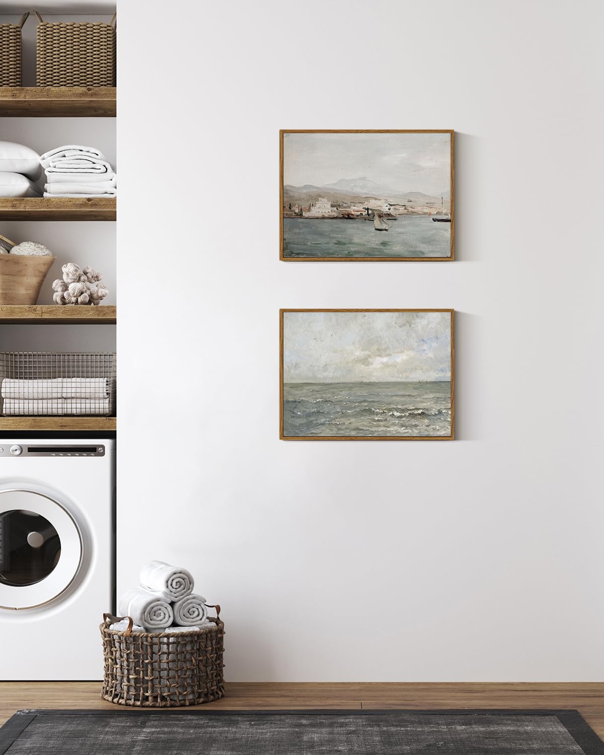 Viyyiea Ocean Framed Wall Art, Seascape Vintage Art Decor Room Aesthet ...