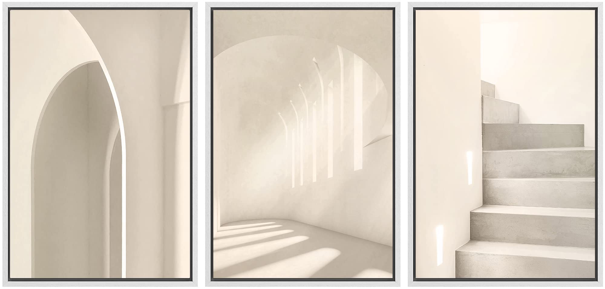 Signwin Framed Canvas Print Wall Art Set Geometric Duotone Architecture Variety Abstract Shapes Illustrations Modern Art Decorat