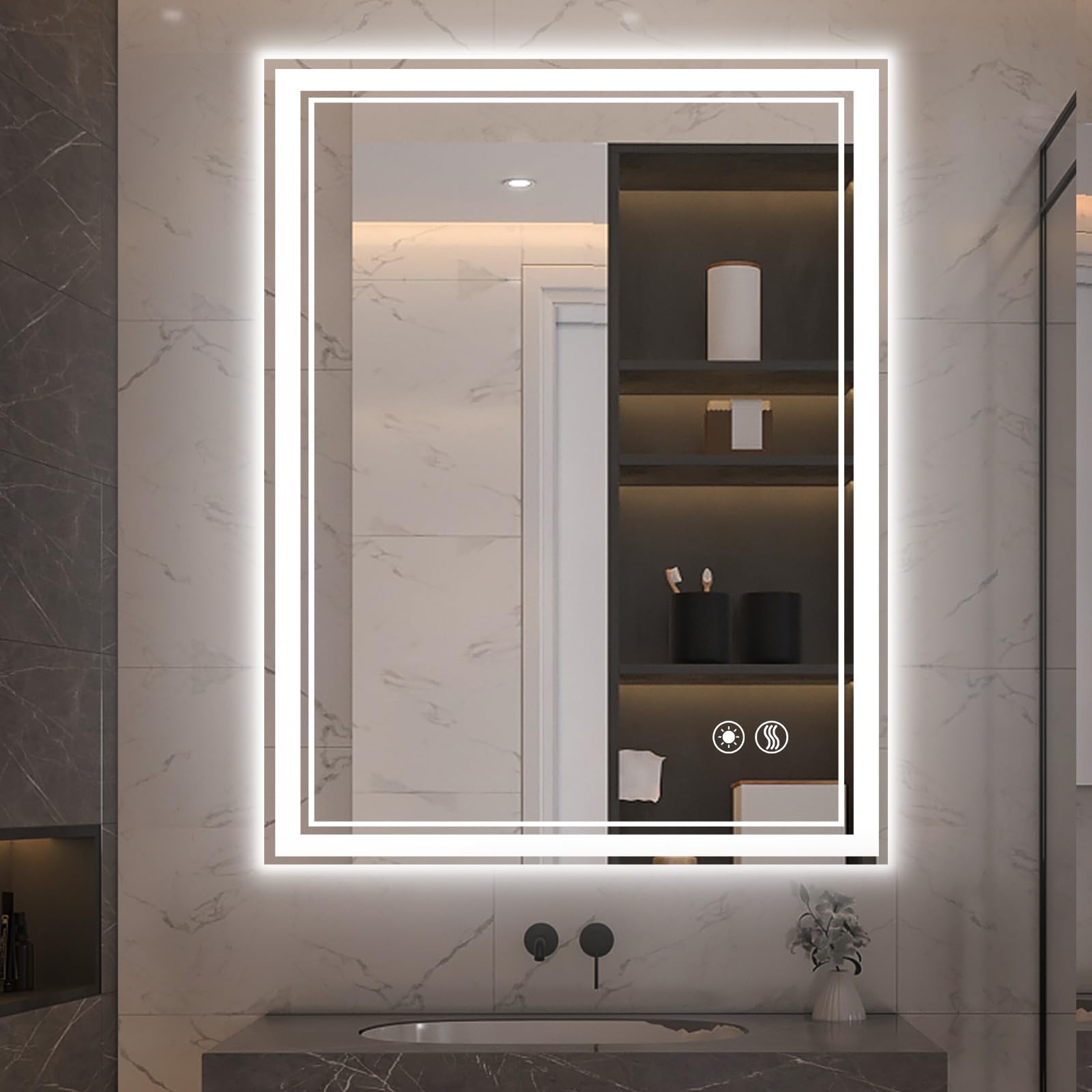 24 X 32    Led Mirror For Bathroom Led Bathroom Mirror Anti-Fog Dimmable 3 Colors Bathroom Mirror With Lights Smart Mirror Memor