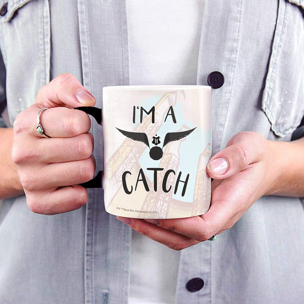 Morphing Mugs Harry Potter - Im a Catch - Shes a Keeper - Quidditch - One 11 oz Color Changing Heat Sensitive Ceramic Mug - Imag