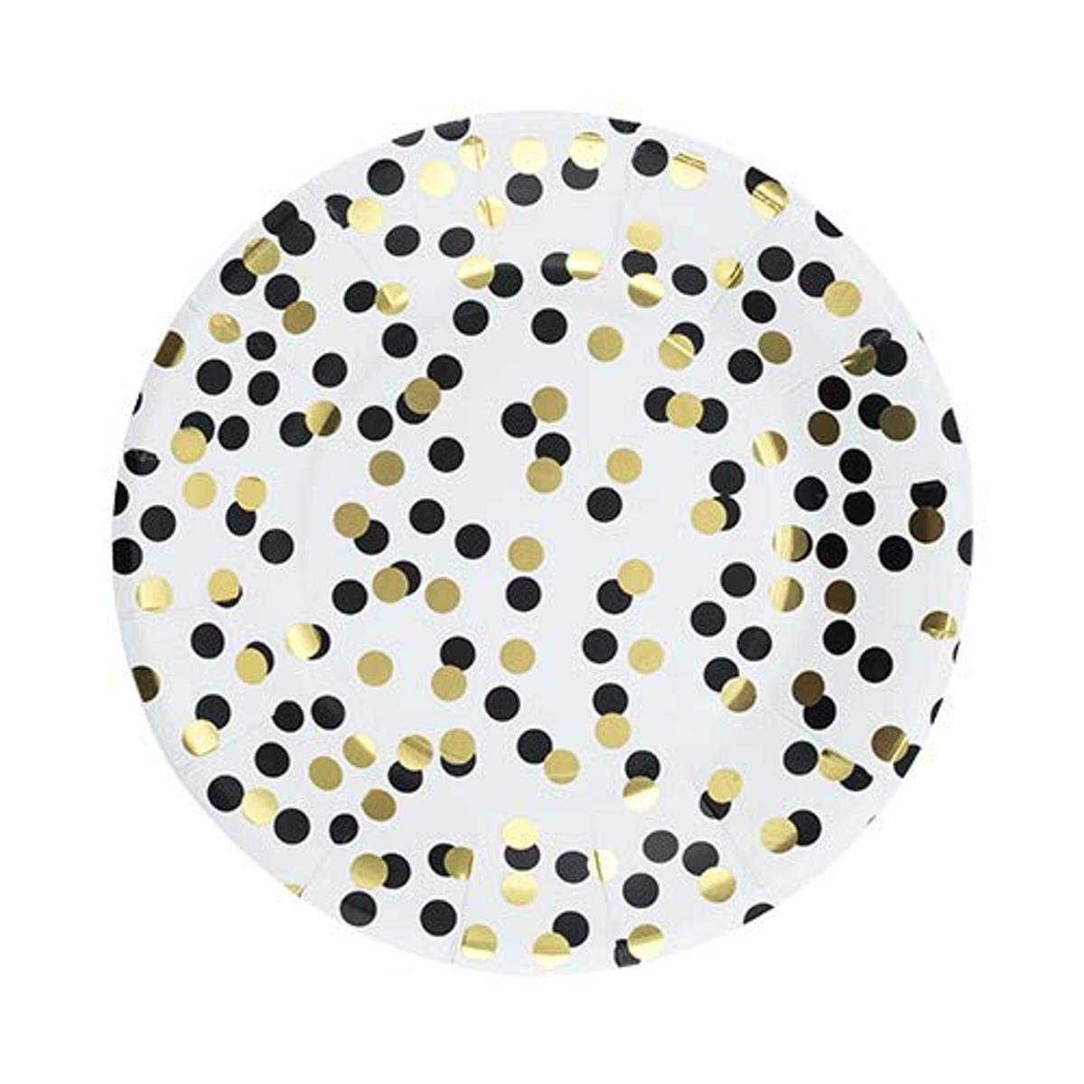 Cakewalk (Party) Polka Dot Appetizer Cakewalk Disposable Plates, One Size, White And Gold