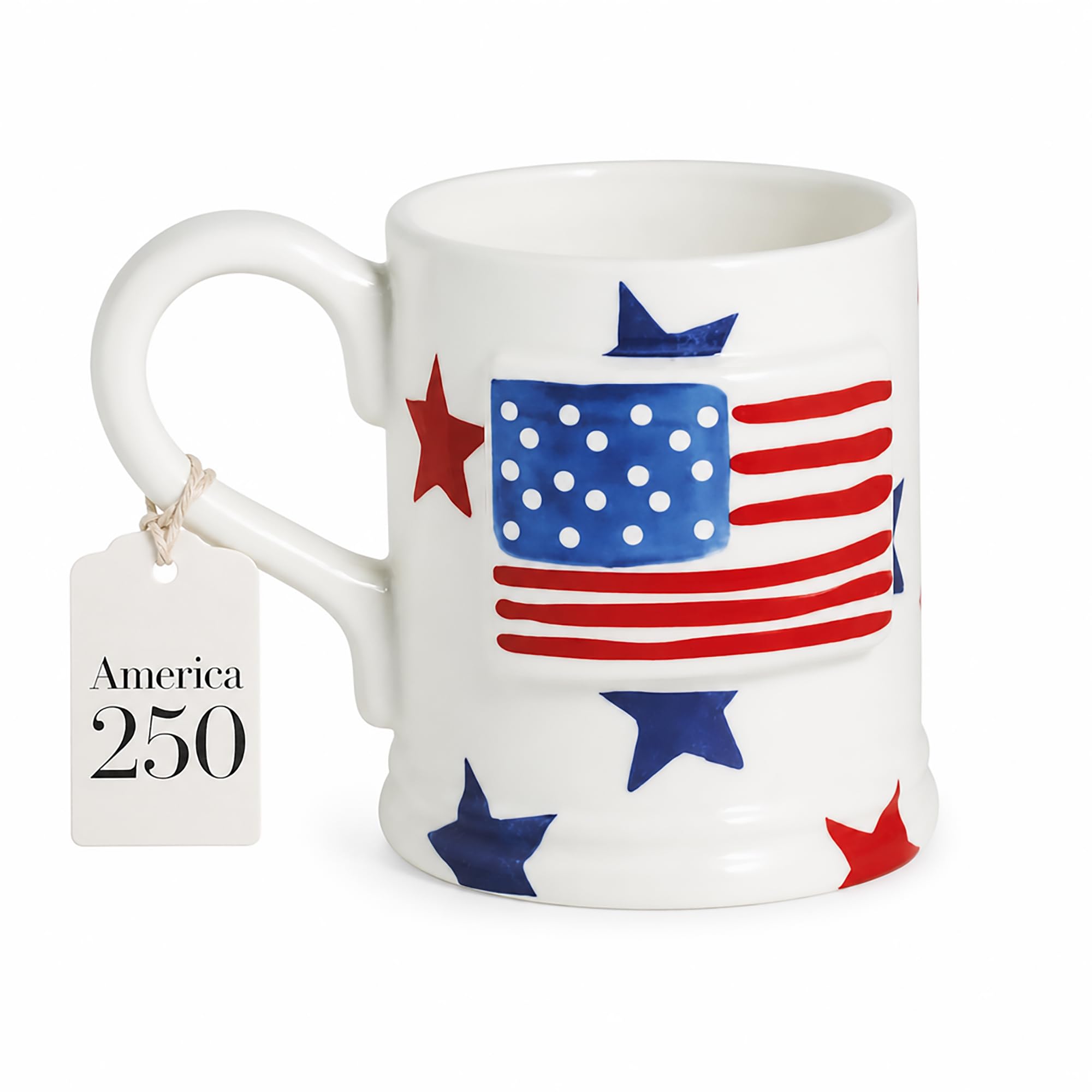 Mud Pie Ceramic American Flag Americana Mug, 15oz, America 250