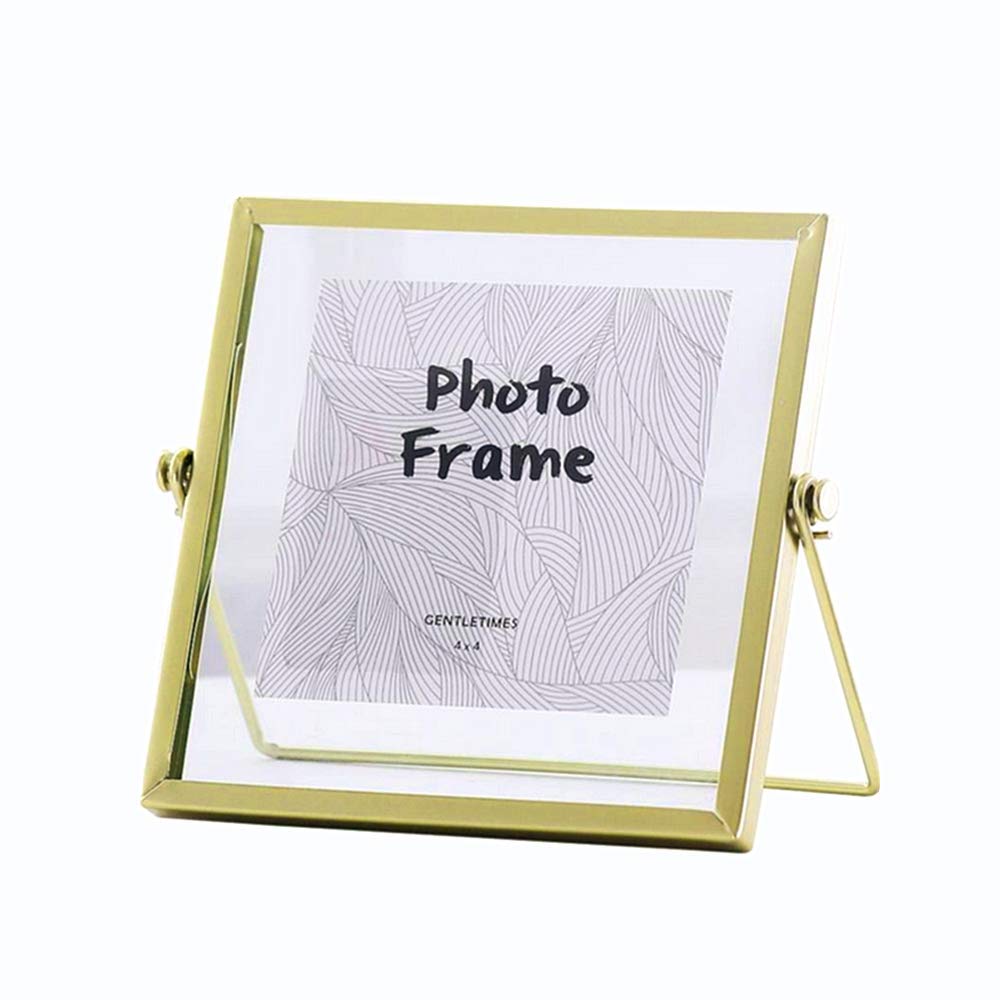 Leoyoubei Gold Floating Glass Frame,Hand-Made,Vintage Style and Real Glass Photo Frame Collection Metal Geometric Picture Frame,
