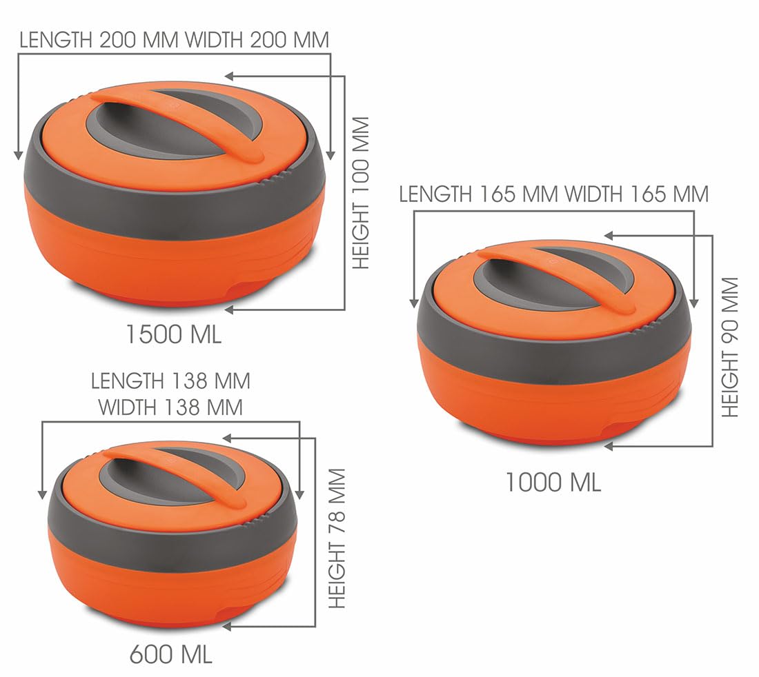 Asian Plastowares Cosmos Plastic Casserole Set, 3-Pieces, Orange