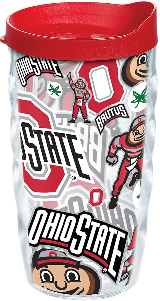 Tervis Made in USA Double Walled Ohio State Buckeyes Insulated Tumbler Cup Keeps Drinks Cold & Hot, 10oz Wavy, All Over