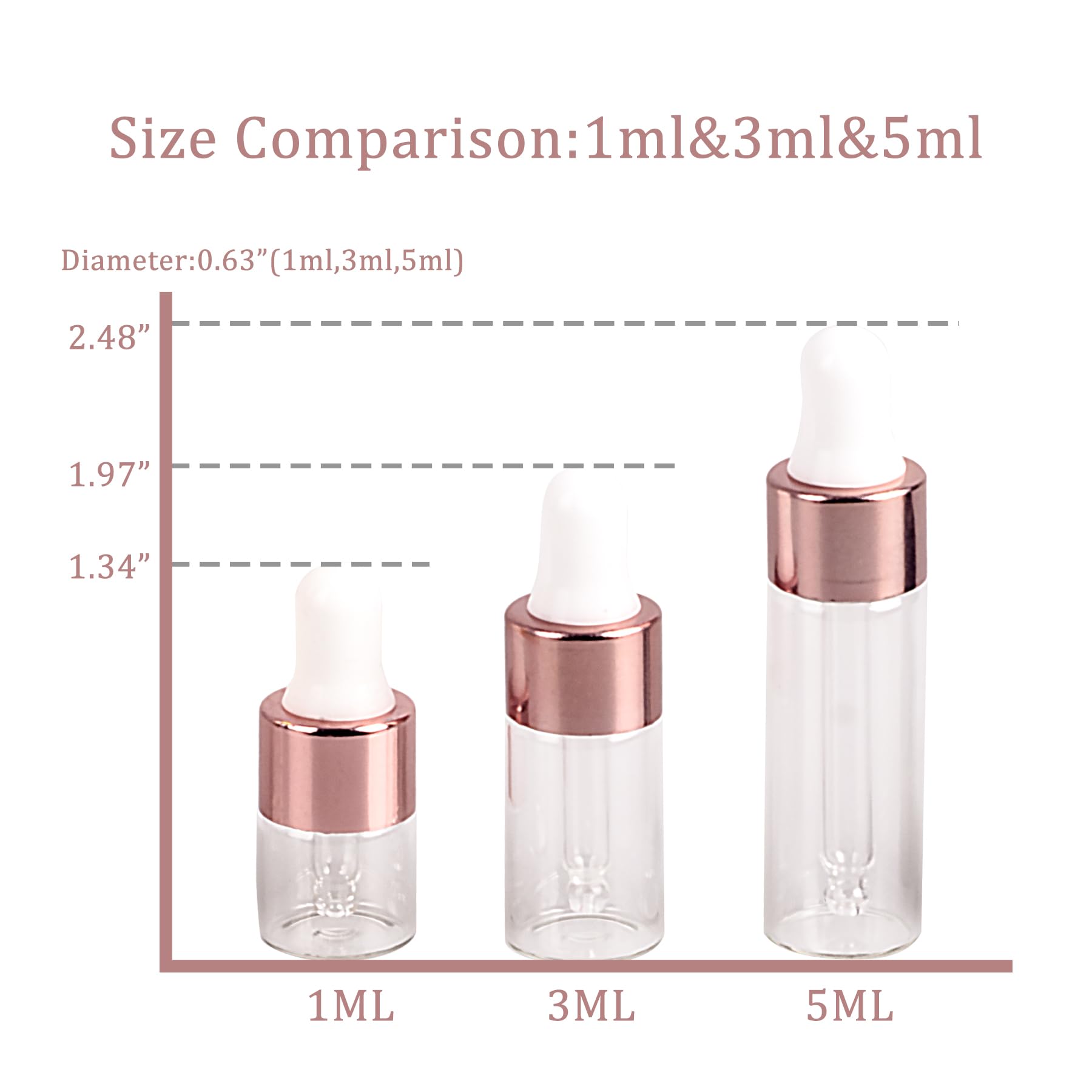 Easeen 50 Pcs Sample Dropper Bottles, 1Ml Mini Dropper Bottles With 2 Pcs Plastic Droppers For Traveling Essential Oils Diy Cosm