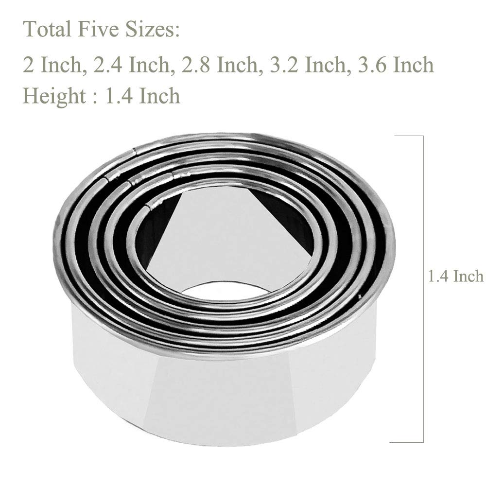 5Pcs Cookie Cutters - Stainless Steel Biscuit Cutters/Dumpling Cutters/Cake Pastry Cutters/Cake Cookie Scone Cutters Molds Stamp