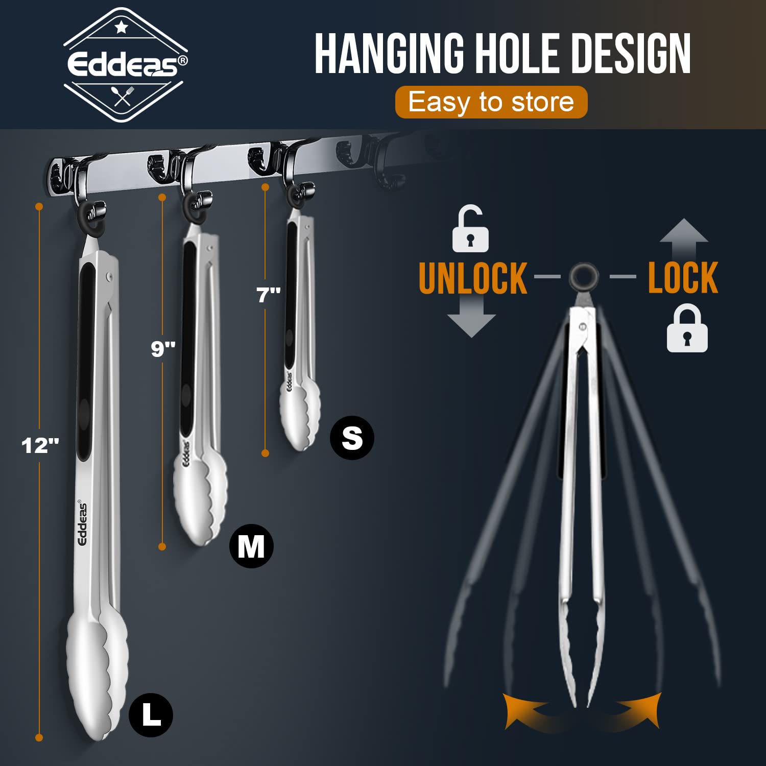 Tongs For Cooking - Heat Resistant 600 Degrees Stainless Steel Kitchen Tong,Heavy Duty Metal Locking Tongs - Perfect For Food,Sa
