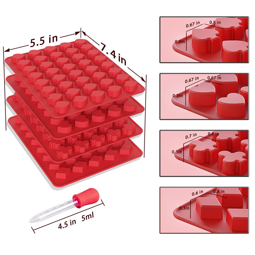 SILIVO 160-Cavity Silicone Gummy Molds (4 Pack) - Nonstick Silicone Candy Molds with Dropper for Homemade Gummies