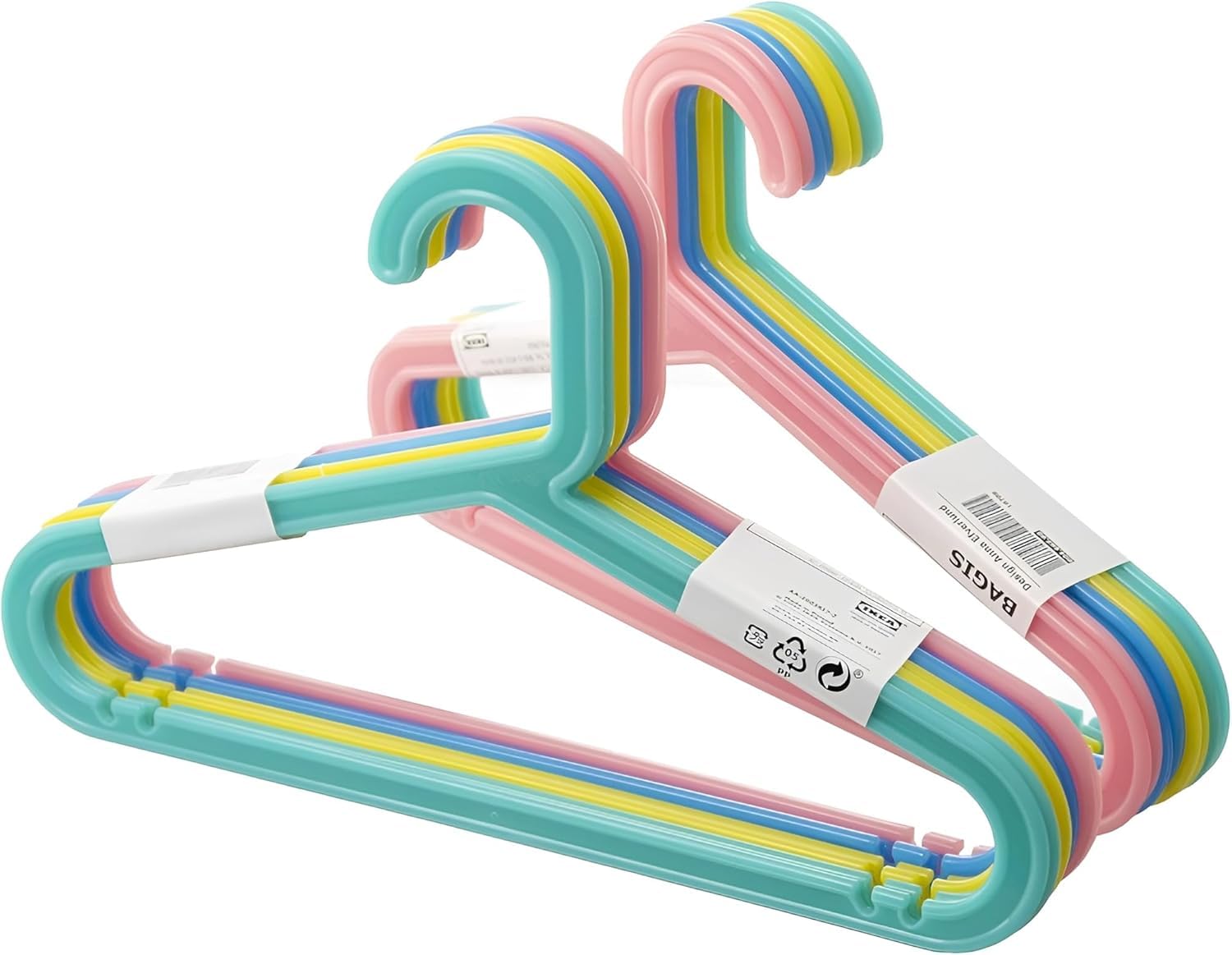 Ikea Bagis ChildrenS Coat Hangers, 34 Cm, Mixed Colours, Pack Of 16