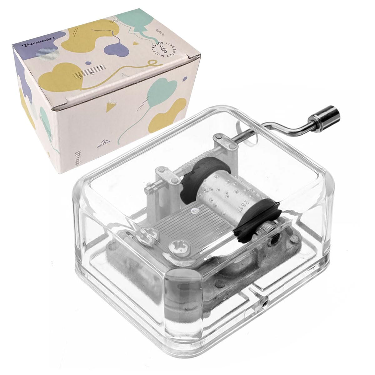 Pursuestar Over The Rainbow Music Box, Acrylic Hand Crank Musical Box for Wife/Mom/Daughter/Son - Unique Best Gifts for Birthday
