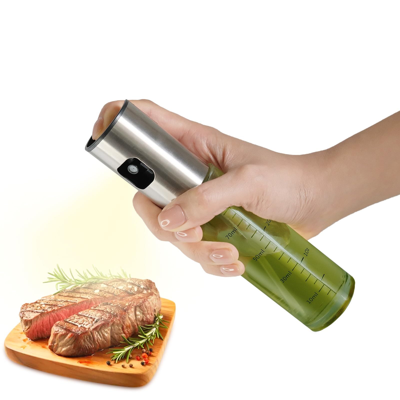 CookLoomara Oil Sprayer for Cooking, 3.5 OZ Olive Oil Dispenser Bottle for Kitchen Gadgets, Food, Air Fryer, Salad, Vinegar, BBQ