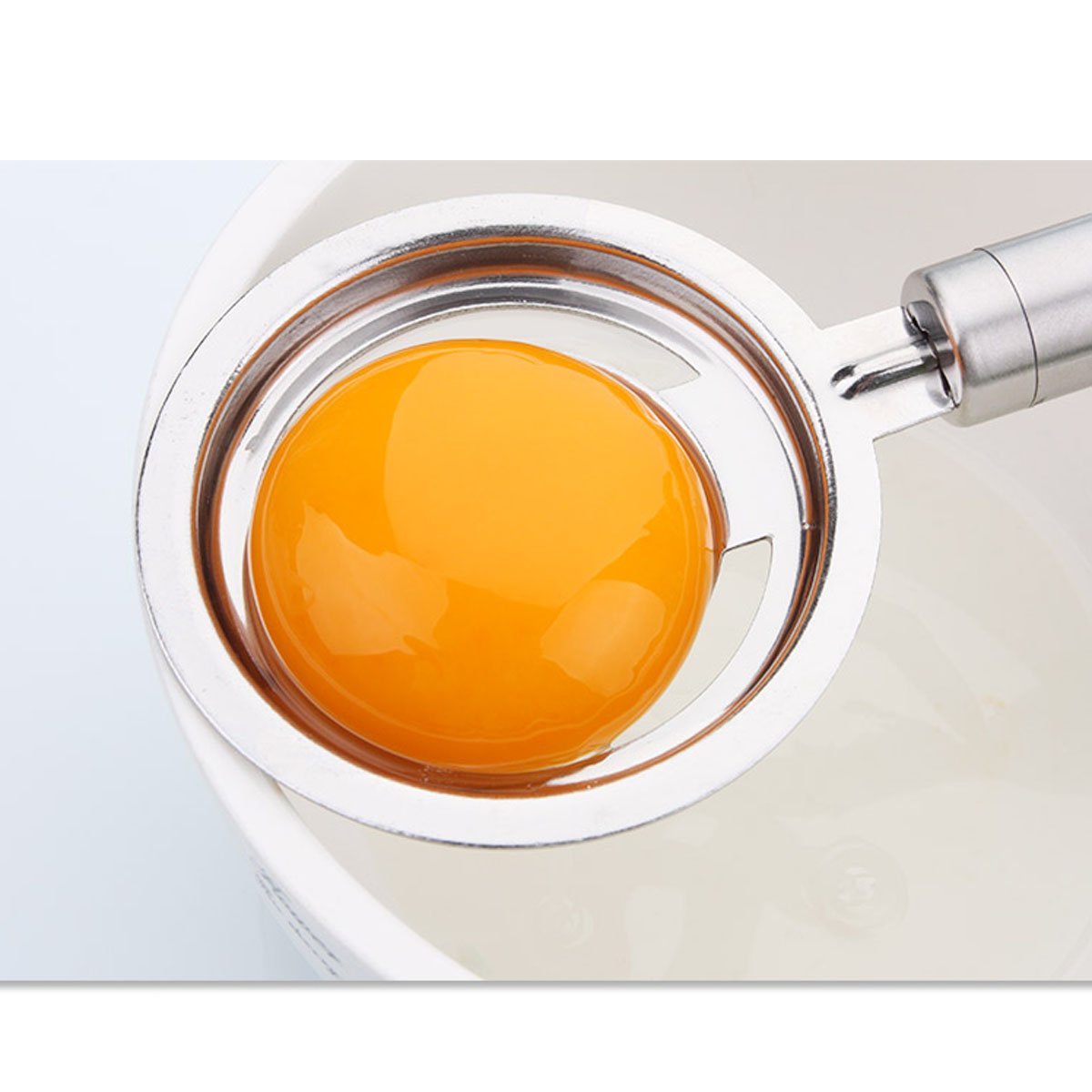 Egg Separator, Stainless Eggs Yolk White Separators Long Handle, Silver