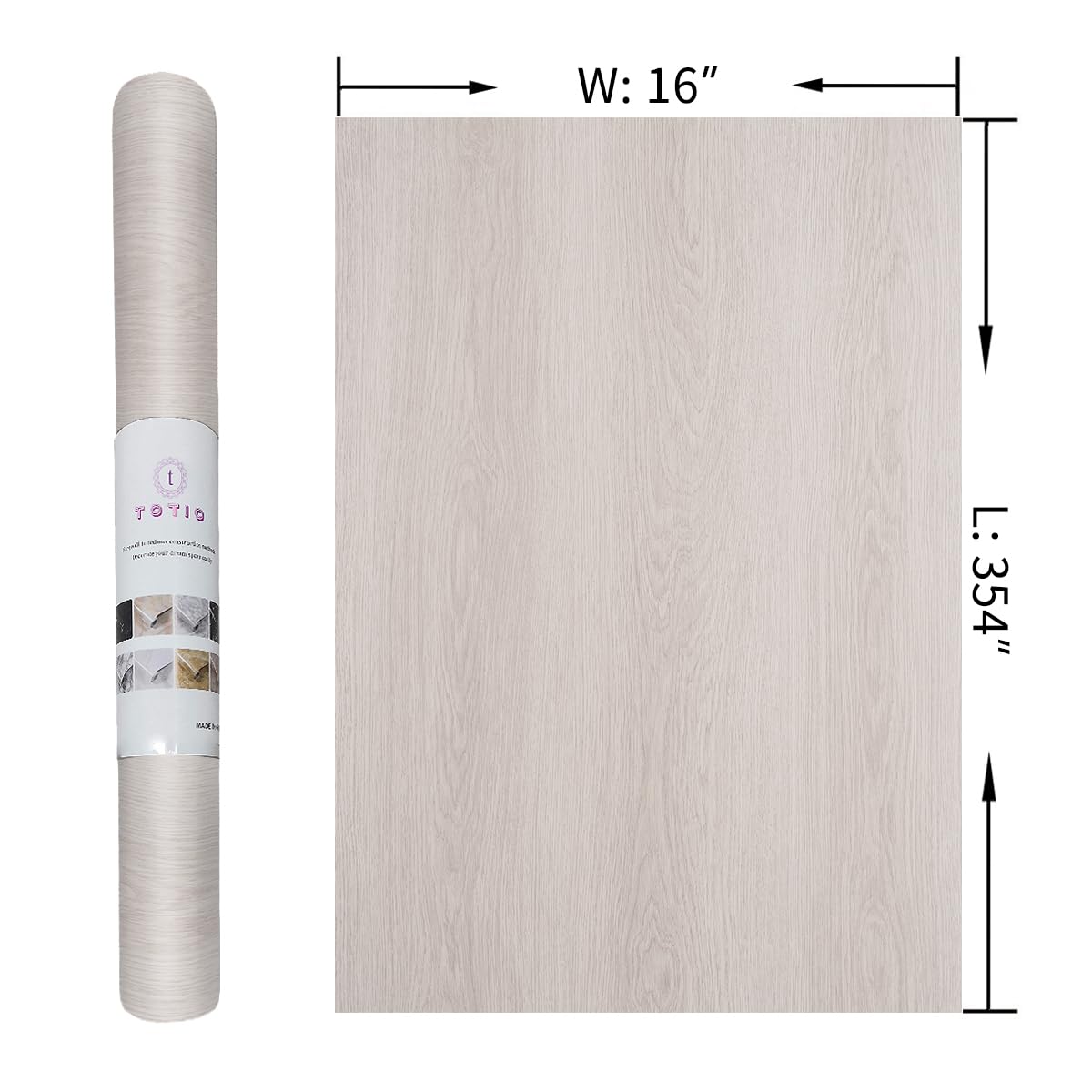 TOTIO Off-White Wood Grain Contact Paper Oak Textured Peel and Stick Wallpaper Roll 16x354in Air Guide Slot Design Matte Thicken