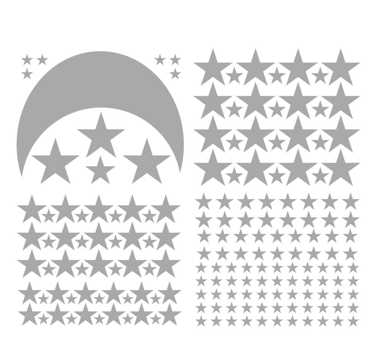 Moon and Stars Wall Decal Vinyl Sticker for Kids Boy Girls Baby Room Decoration Good Night Nursery Wall Decor Home House Bedroom Design YMX16 (Gray)