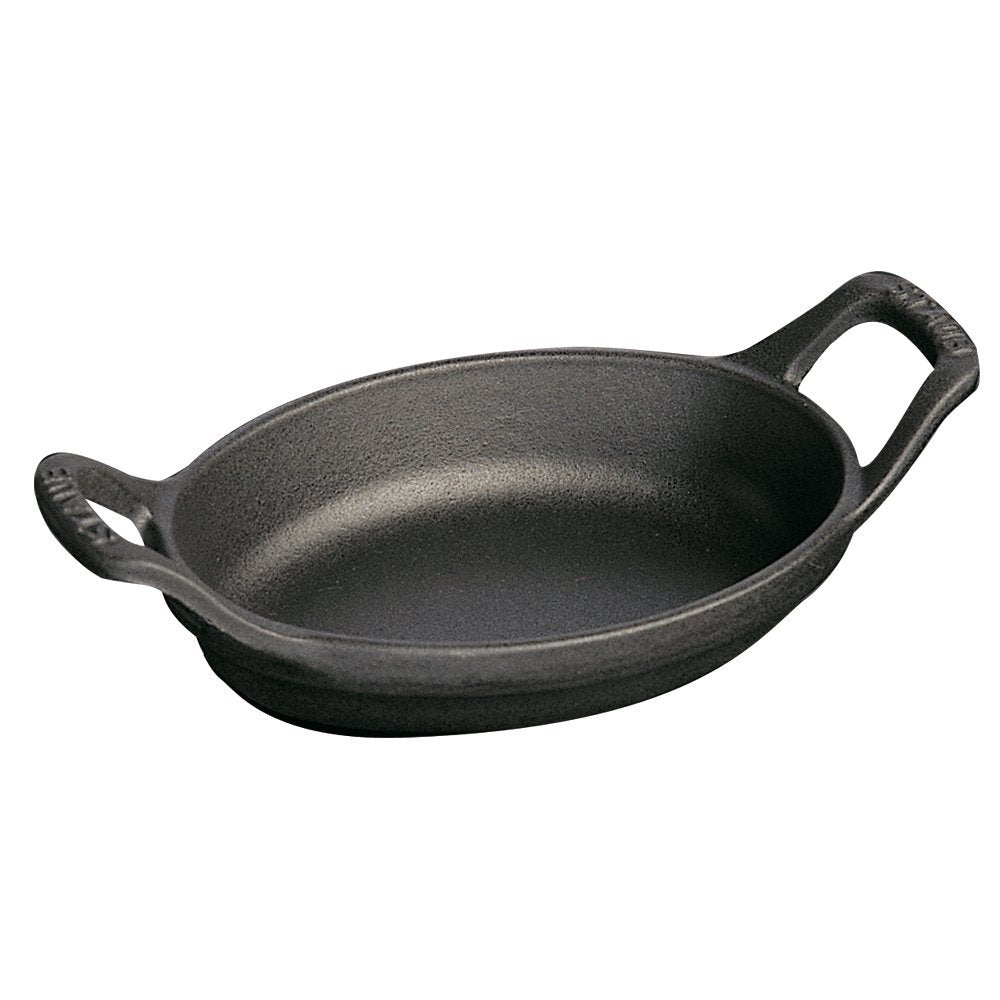 Staub Cast Iron 5.5-inch x 3.8-inch Mini Oval Gratin Baking Dish - Matte Black, Made in France