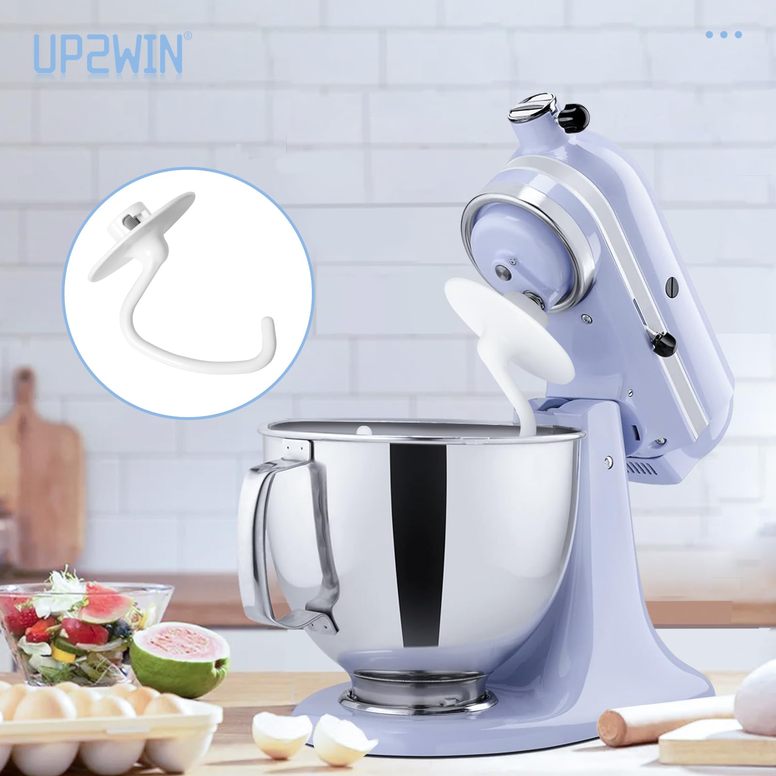 Up2Win K45Dh Dough Hook Attachment For Kitchenaid Mixer - K45Dh Coated Dough Hook For Ksm150 Ksm90 K45Ss, Dough Attachment For K