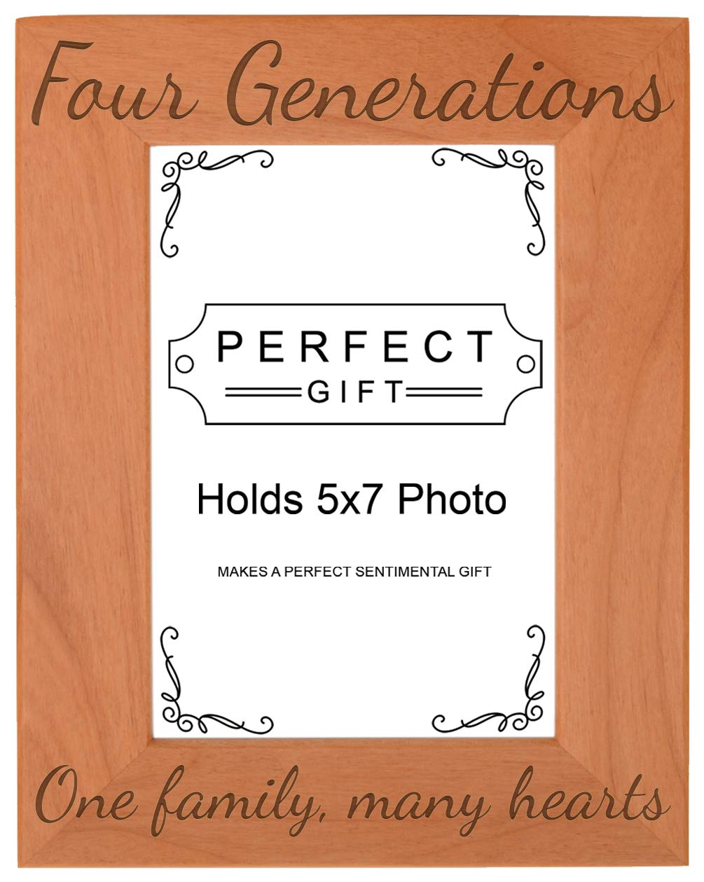 Gifts For All By Rachel Olevia Four Generations One Family Many Hearts Natural Wood Engraved 5x7 Portrait Picture Frame Wood