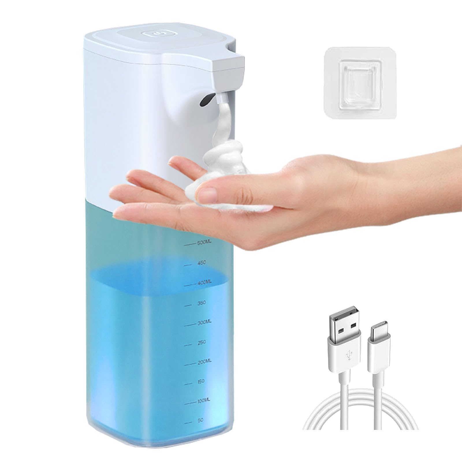 Szsenyeijia Automatic Foaming Soap Dispenser Touchless Rechargeable 18.6Oz/550Ml With Wall Mount And 4 Adjustable Soap Levels, H