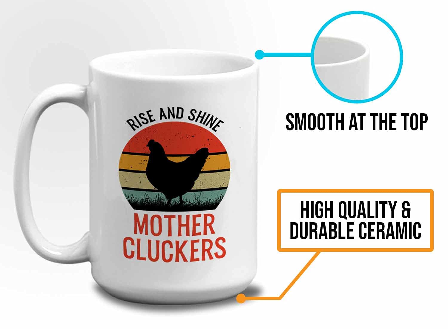 Farmer Coffee Mug 15oz Black - Rise And Shine Mother Clucker - Funny Farming Farmhouse Chicken Cluck Hens Hatcher Chicks Egg Cow