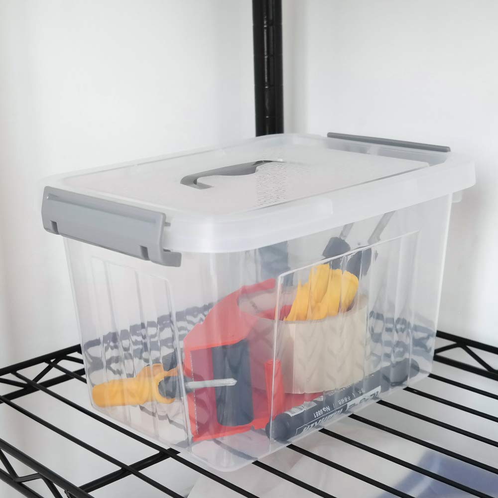Lesbin 6-Pack Plastic Storage Box, 6 L Clear Storage Bins With Lid