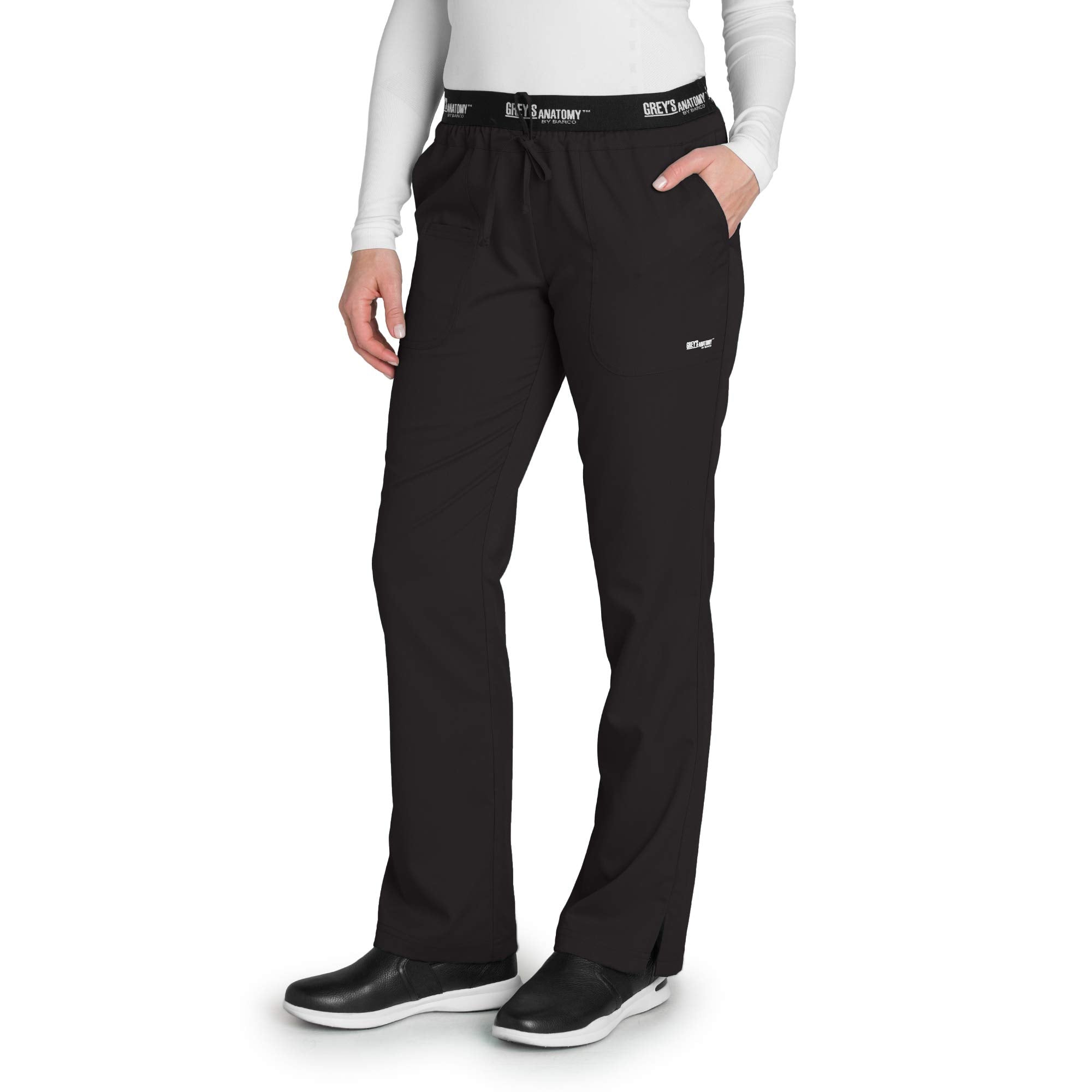 Greys Anatomy 4275 3 Pkt Logo Waist Pant With Drawstring (Black, Xx-Large)