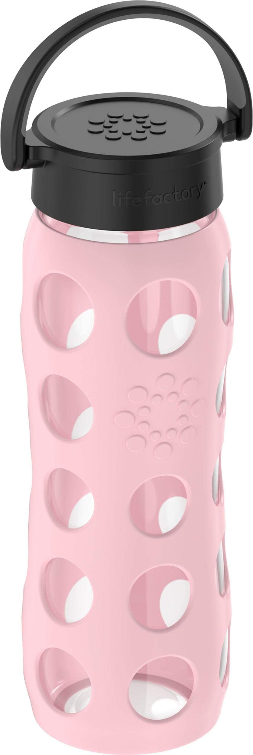 Lifefactory 22-Ounce BPA-Free Glass Water Bottle with Classic Cap and Protective Silicone Sleeve  Desert Rose