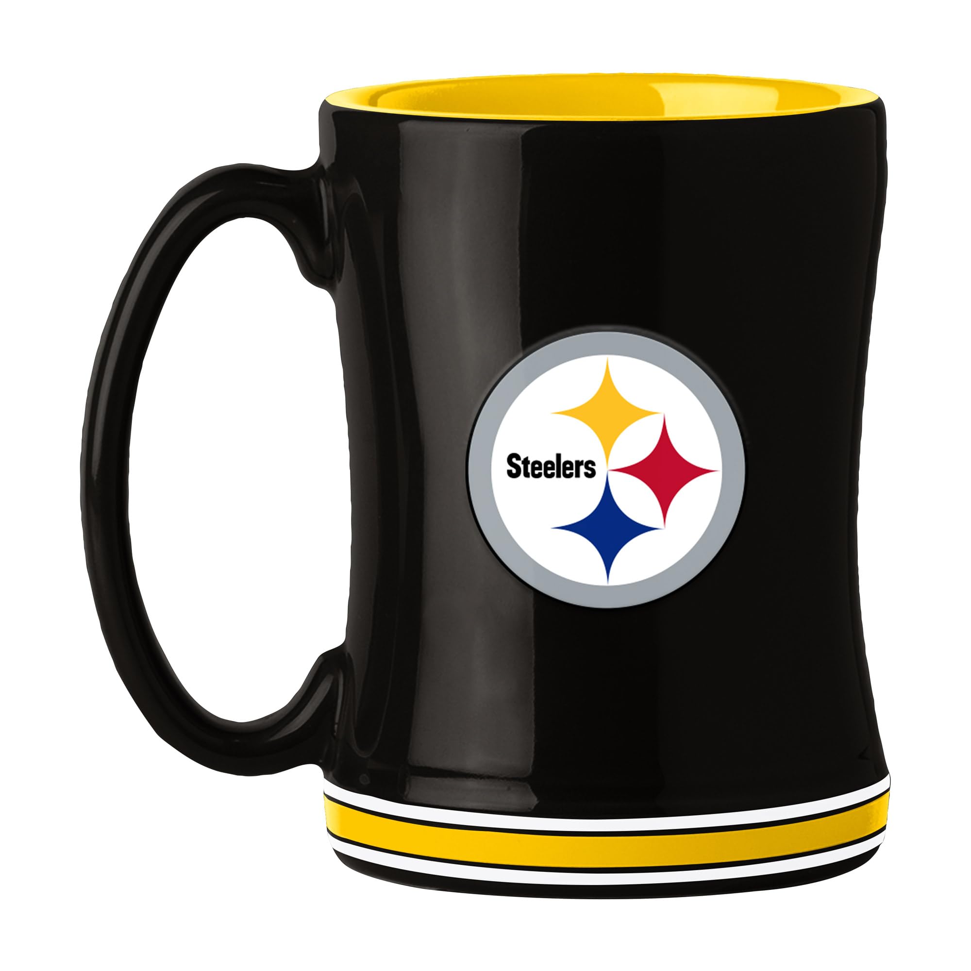 Pittsburgh Steelers Coffee Mug 14oz Sculpted Relief Team Color