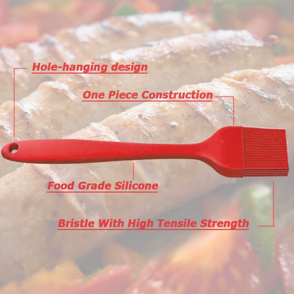 Alljewelrysupplies Silicone Basting Brush Set Of Two Heat Resistant Long Handle Pastry Brush For Grilling, Baking, Bbq And Cooki