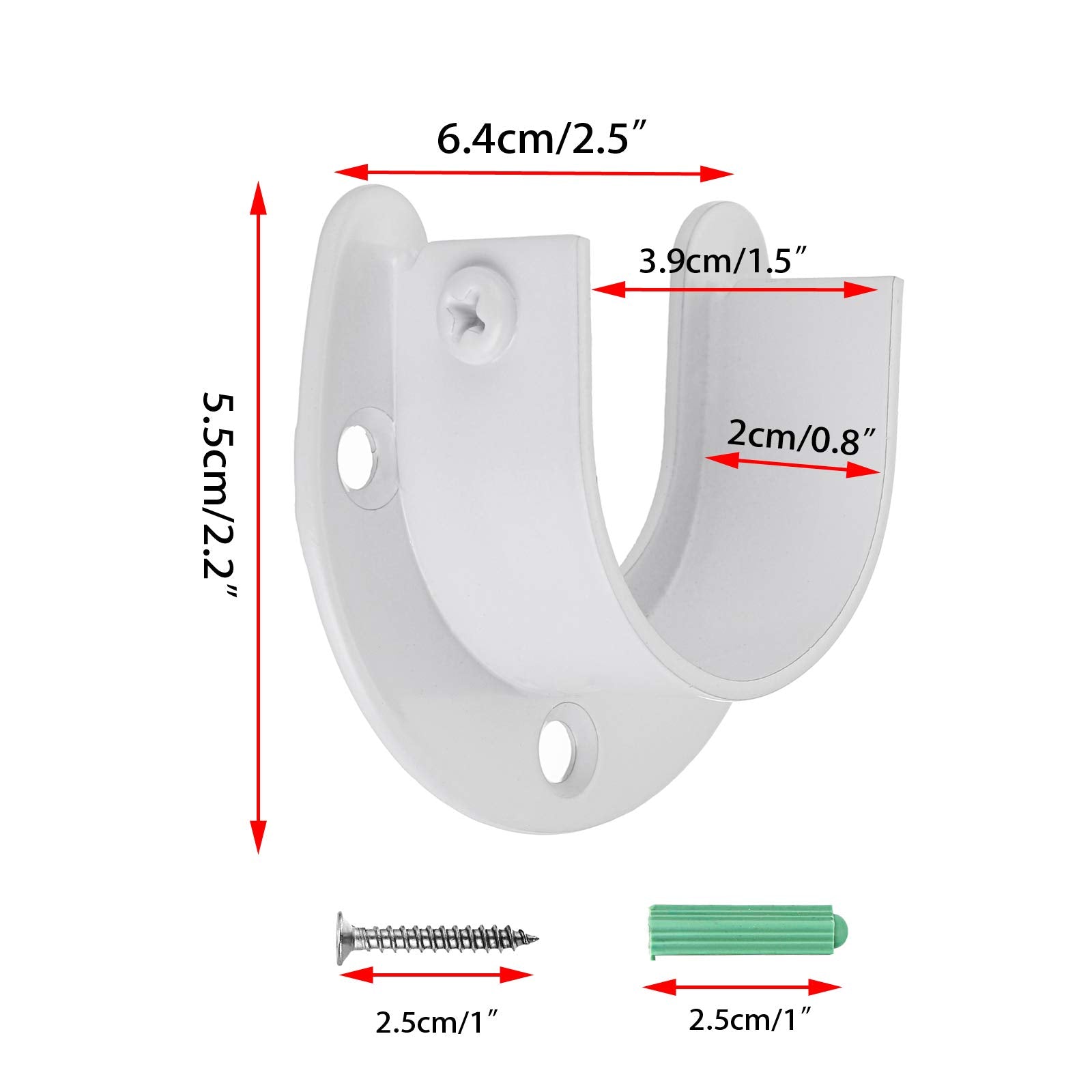 Ownmy 4 Packs Closet Rod End Supports Curtain Flange Rod Holder 1-1/2'' Diameter, U Shaped Stainless Steel Closet Pole Sockets O
