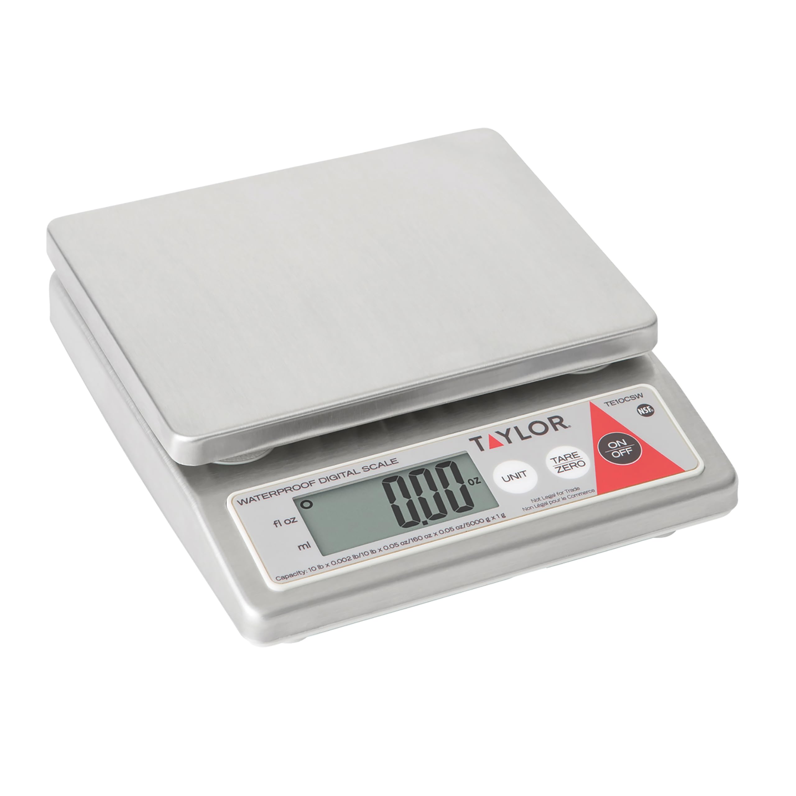 Taylor TE10CSW 10Pound Water Resistant Digital Portion Control Scale, MultiFunctional Food Scale for Precise Weight Measuring 