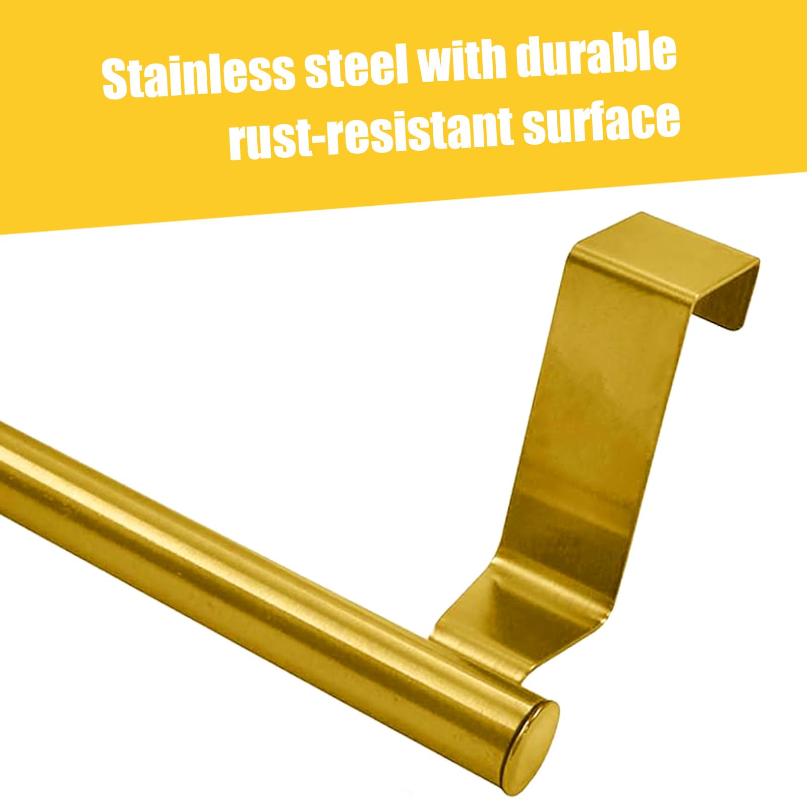 Coufce 2 Pack 9 Inch Towel Holder, Gold Bathroom Towel Bar Stainless Steel Hand Towel Rack, Over Cabinet Door Towel Bar For Kitc