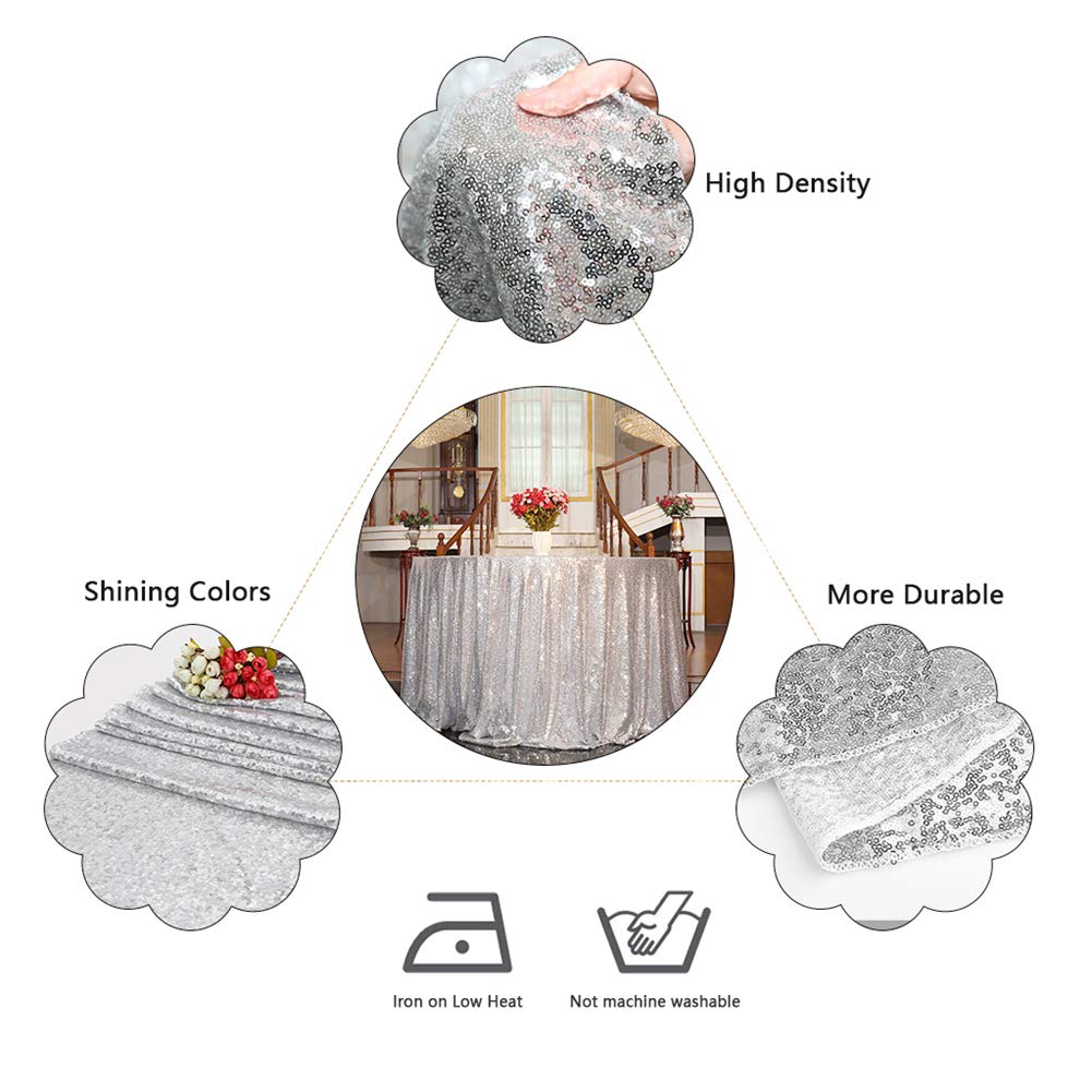 Eternal Beauty Sequin Tablecloth,Sparkly Table Cloth For Wedding Party, Christmas Decorations Round Glitter Tablecloth (120'', S