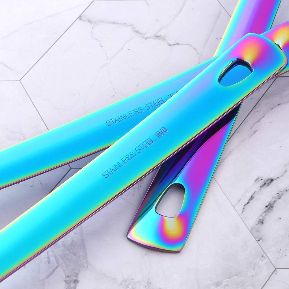 Qiboorun Stainless Steel Kitchen Utensil Set -8 Cooking Utensils, Colorful Titanium Plated Set Kitchen Tools Gadgets Cake Shovel