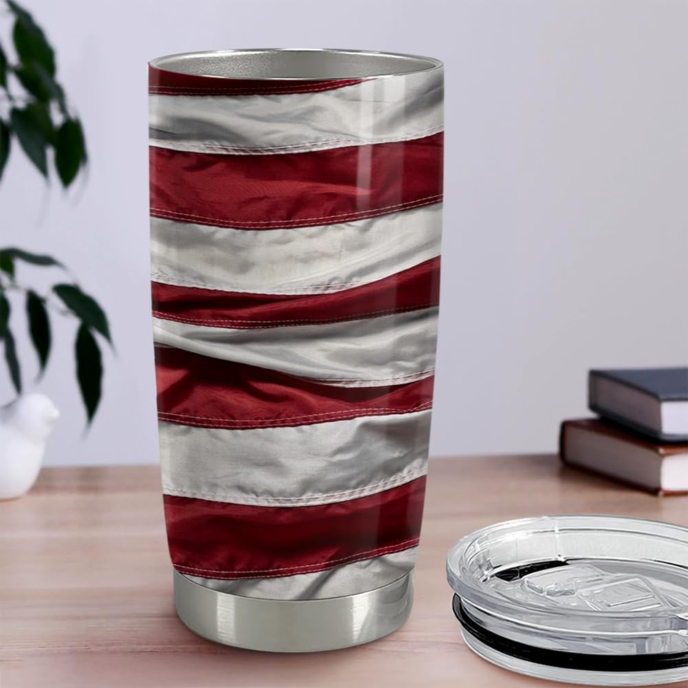 SANDJEST Eagle Tumbler 20oz Stainless Steel Insulated Coffee Travel Mug Cup American Flag Eagle Gifts for Men, Veterans on Birth