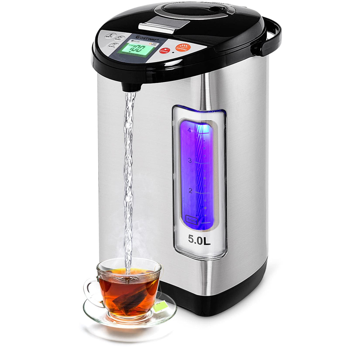 Costway Instant Electric Hot Water Boiler And Warmer, 5-Liter Lcd Water Pot With 5 Stage Temperature Settings, Safety Lock To Pr