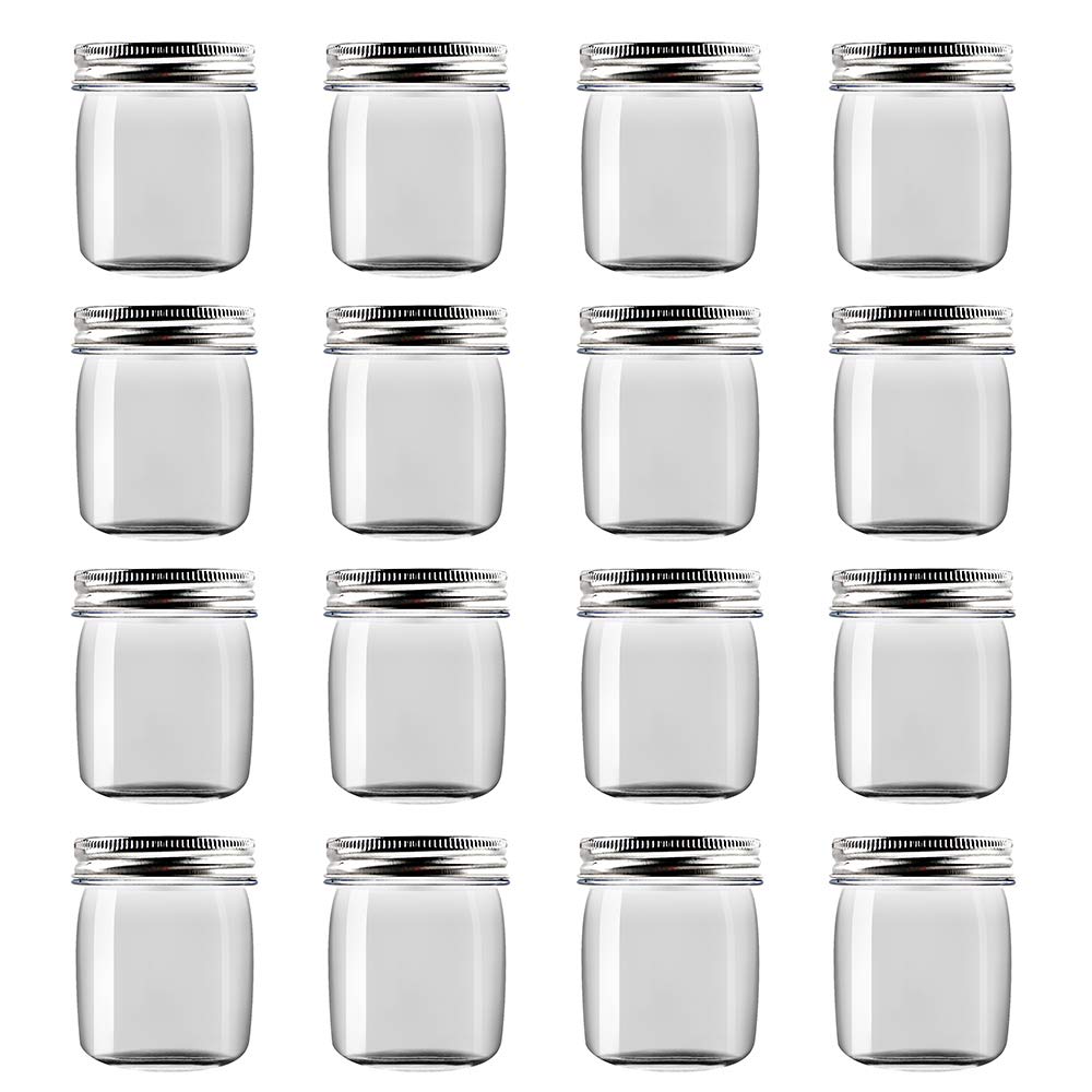 Novelinks 8 Ounce Clear Plastic Jars Containers With Screw On Lids - Refillable Round Empty Plastic Slime Storage Containers For
