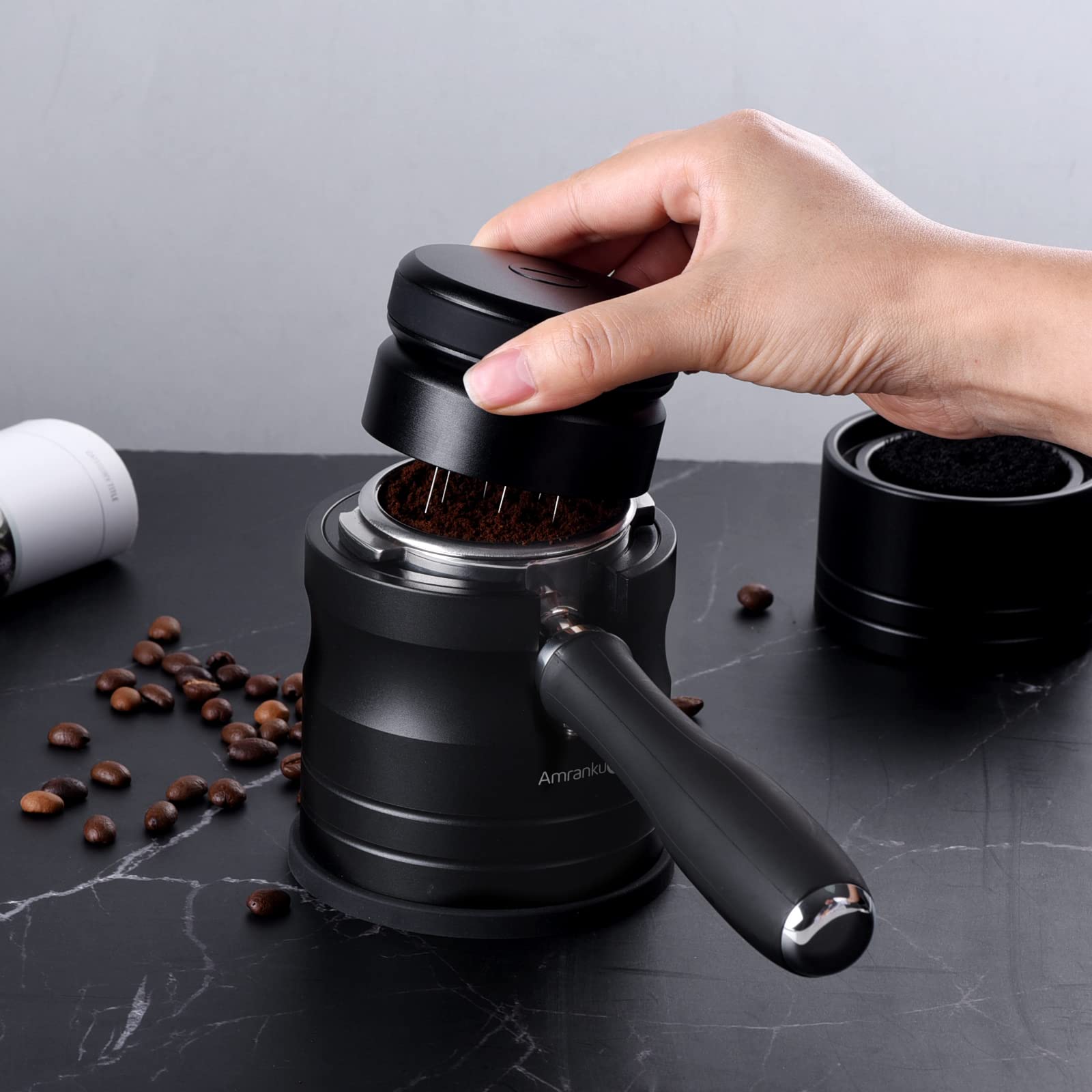 Amrankuo Coffee Portafilter Holder| Espresso Tamper Stand| Aluminum Alloy Espresso Holder| With Non-Slip Base| Suitable For Most