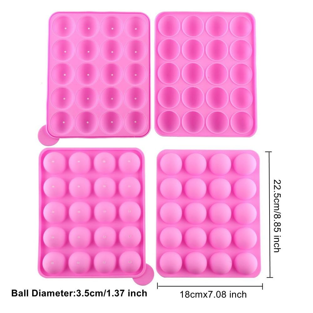 Silicone Cake Pop Mold + 120 Sticks, Easter Bpa Free Baking Mold For Candy Chocolate Lollipop Dessert Cupcake Cooker - Pink